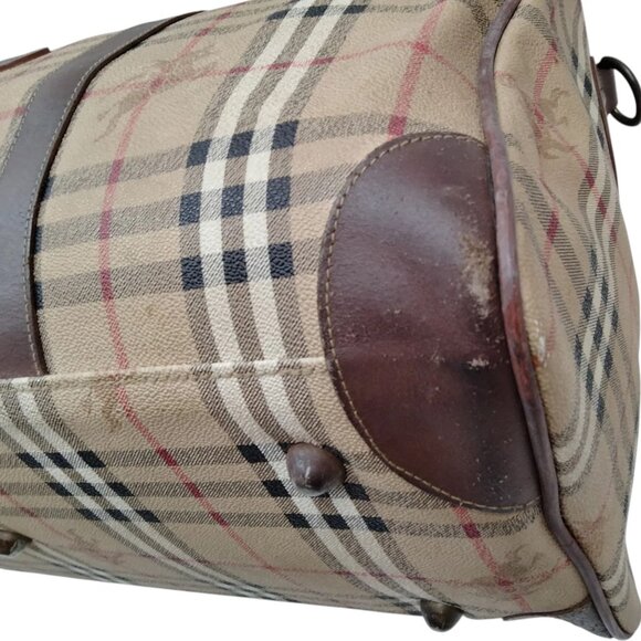 (L4) Authentic Burberry Travel Bag Brown PVC Luxury Vintage Designer Handbag - Picture 5 of 8
